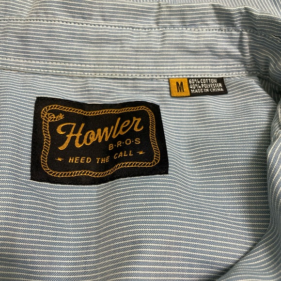 Howler Bros H Bar B Snapshirt in Blue and White Pinstripe - Picture 3 of 4